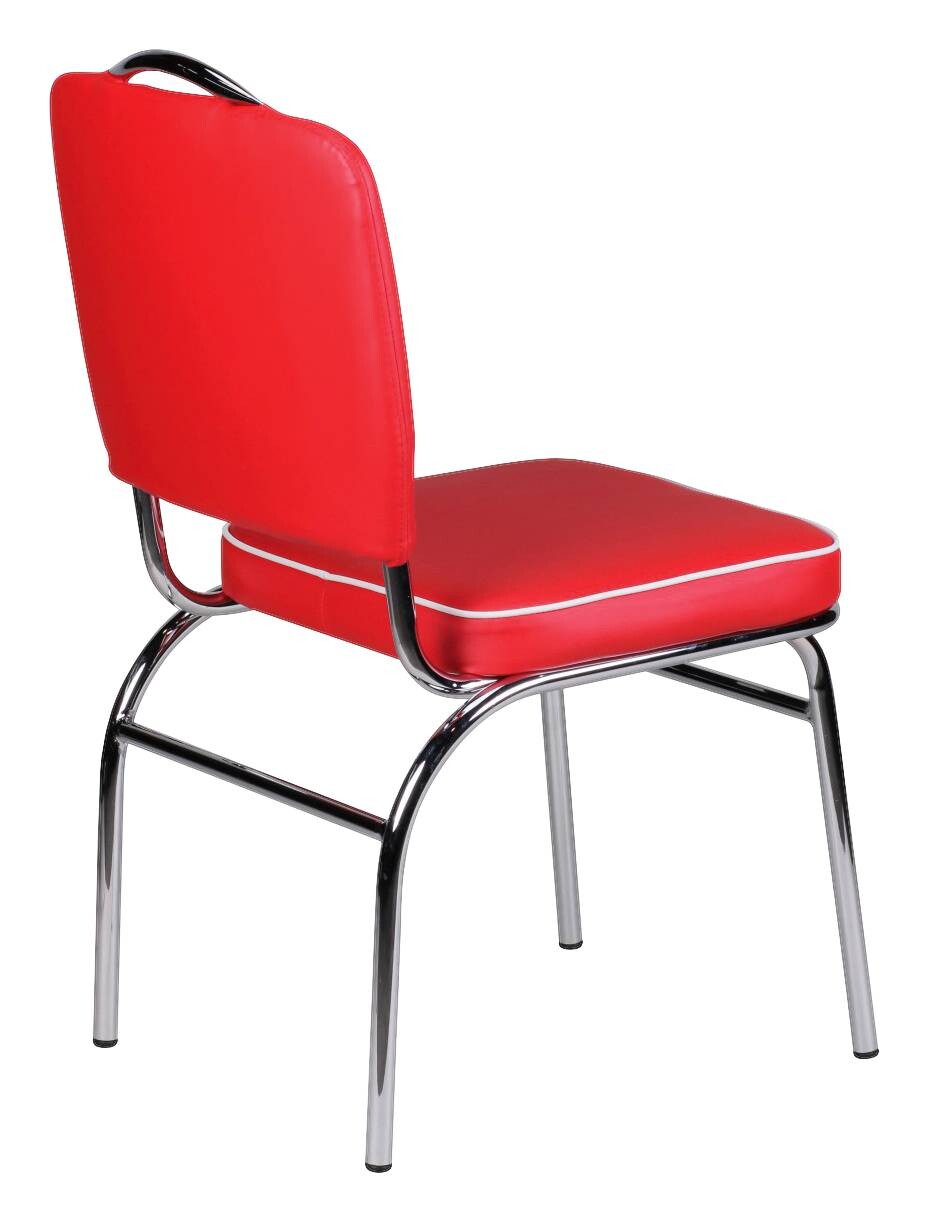 Stuhl rot weiß Kunstleder B/H/T: ca. 47x90x45 cm