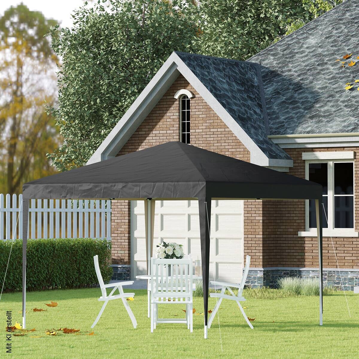 Outsunny Pavillon schwarz Stahl B/H/L: ca. 295x255x295 cm