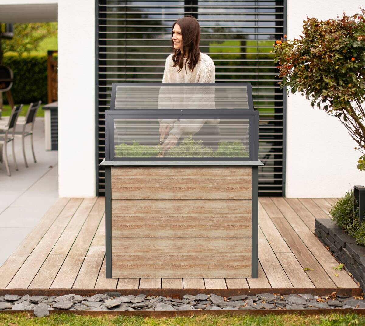 Westmann Hochbeet Primus Holzoptik Stahl B/H/L: ca. 100x113x50 cm