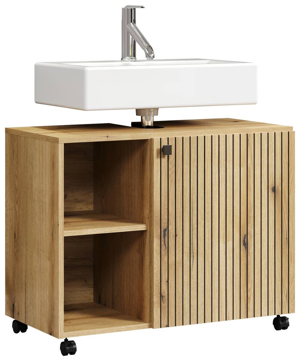Waschbeckenunterschrank Pure Bliss Eiche Evoke Oak Nachbildung schwarz B/H/T: ca. 80x64x42 cm