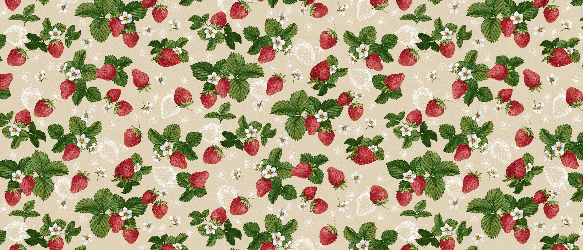 Milano Abwaschbarer Tischbelag Erdbeeren rot B: ca. 140 cm