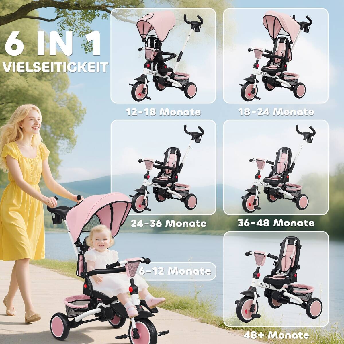 AIYAPLAY Kinderdreirad rosa B/H/L: ca. 52x98x111,5 cm