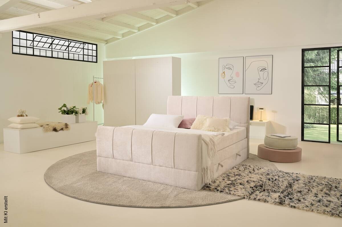 Boxspringbett Harmony creme Liegefläche B/L: ca. 180x200 cm