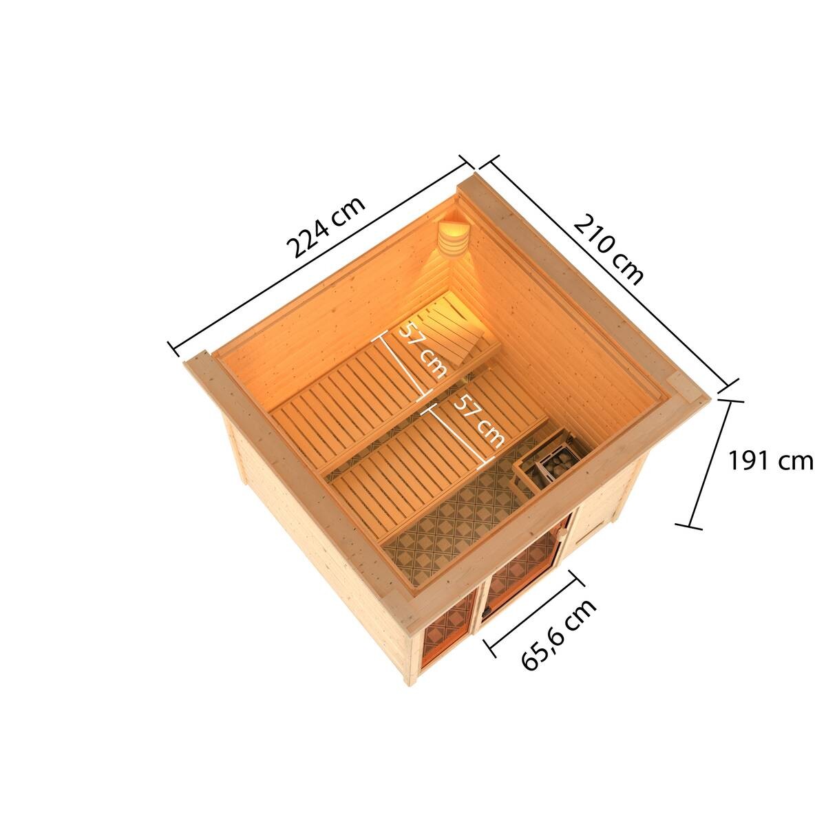 Karibu Sauna Seppel Front natur B/H/T: ca. 196x187x196 cm