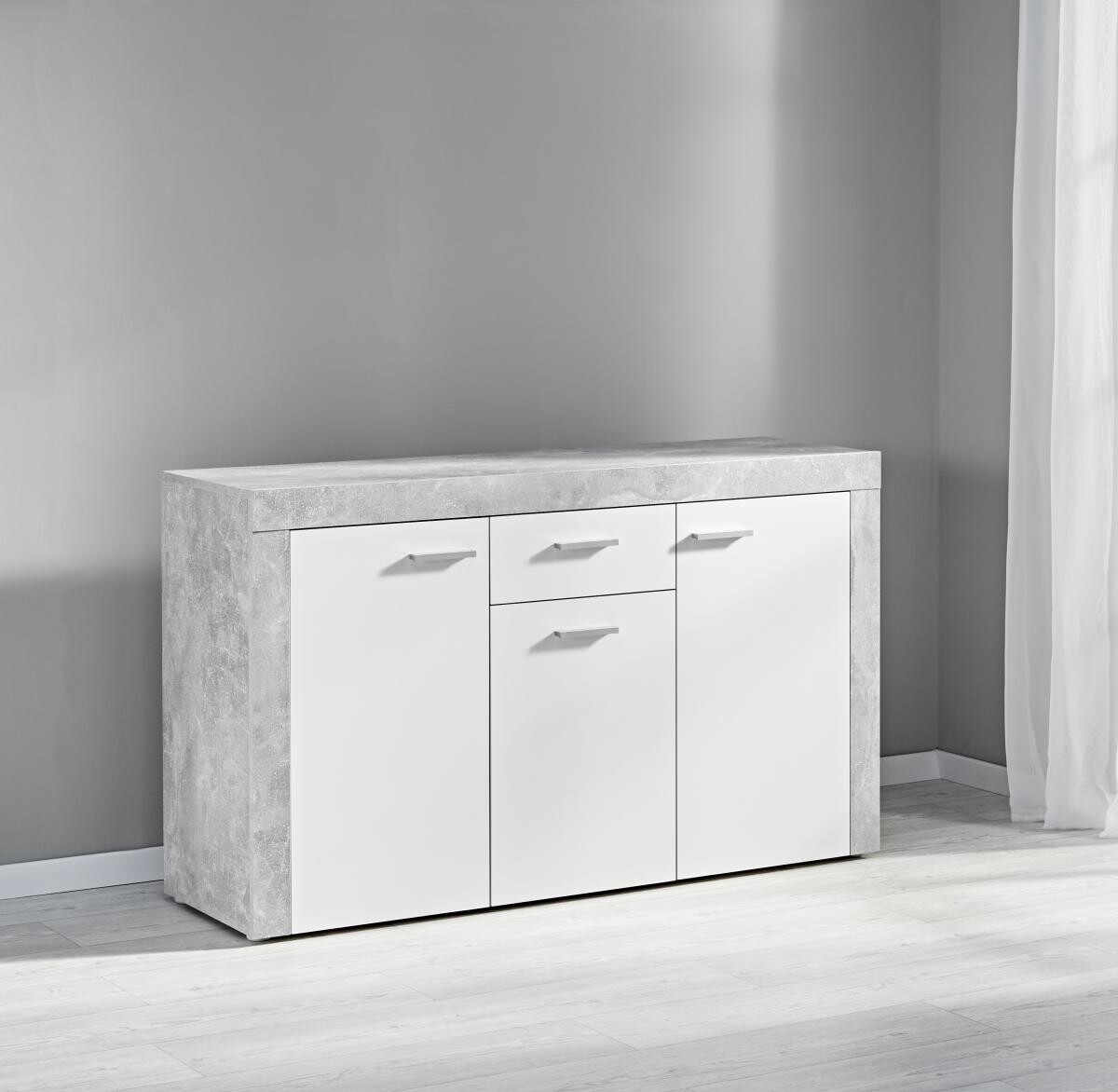 Kommode Focus Beton Optik weiß B/H/T: ca. 134x79x39 cm