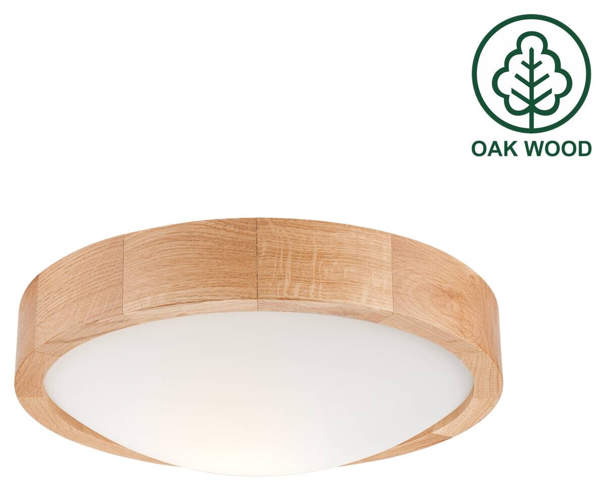 Lamkur Deckenleuchte Anello Eiche Glas Holz H/L: ca. 8x27 cm E27 1 Brennstellen