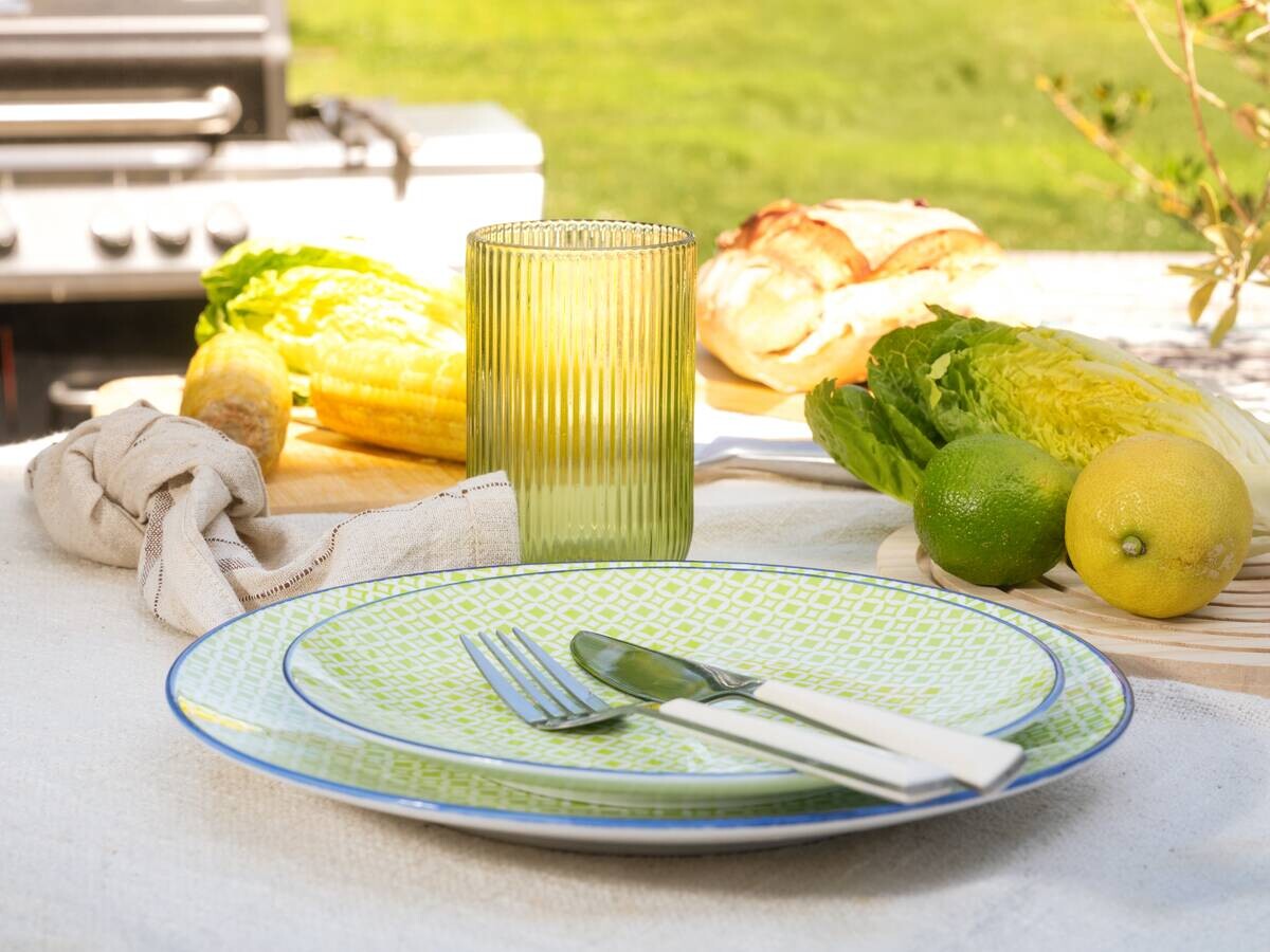 CreaTable Kombiservice Mediterran Grün, grün Steinzeug 16 tlg.