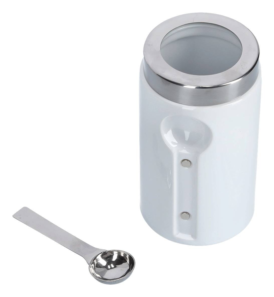 Zeller Vorratsdose mit Löffel weiß Keramik B/H/L: ca. 11x19x11 cm