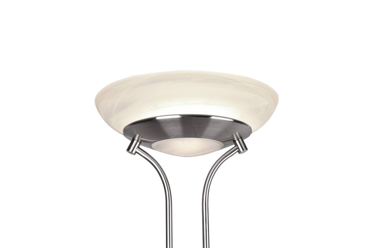 Reality Stehlampe Orson nickel matt weiß Metall Glas H/D: ca. 180x32 cm