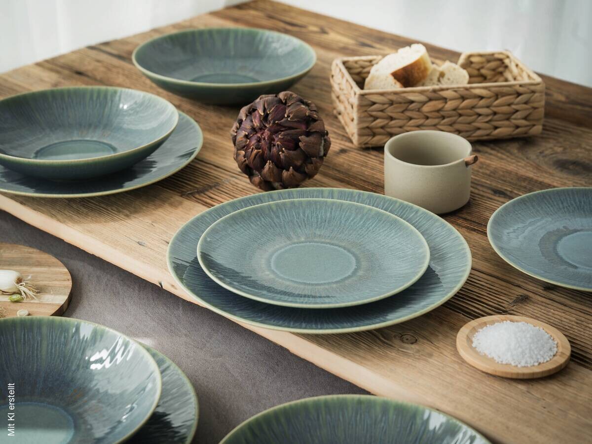 CreaTable Tafelservice Sea Breeze grün Steinzeug 18 tlg.