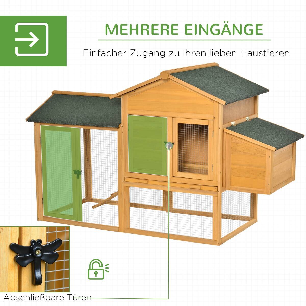 PawHut Stall grün Holz B/H/L: ca. 75x168x103 cm