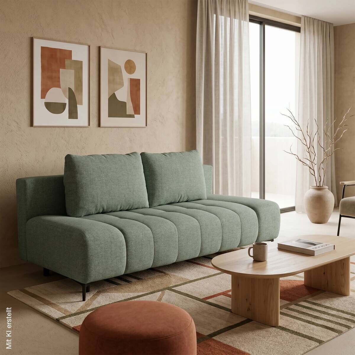Schlafsofa Alicante salbei Webstoff B/H/T: ca. 195x88x95 cm