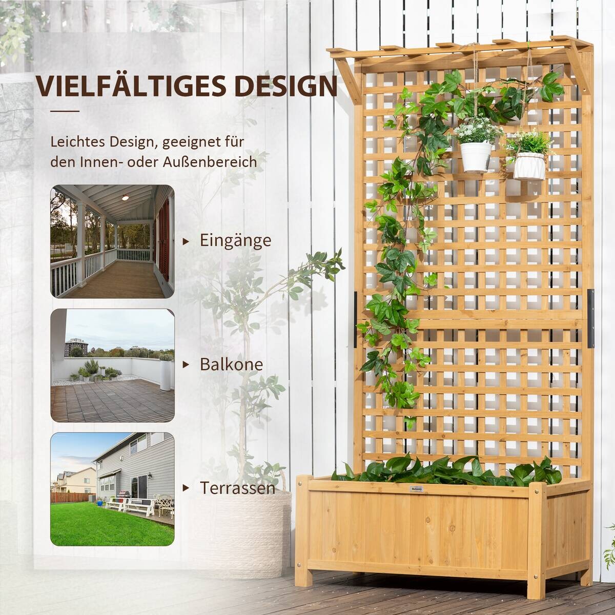 Outsunny Hochbeet gelb Holz B/H/L: ca. 45x183x90 cm