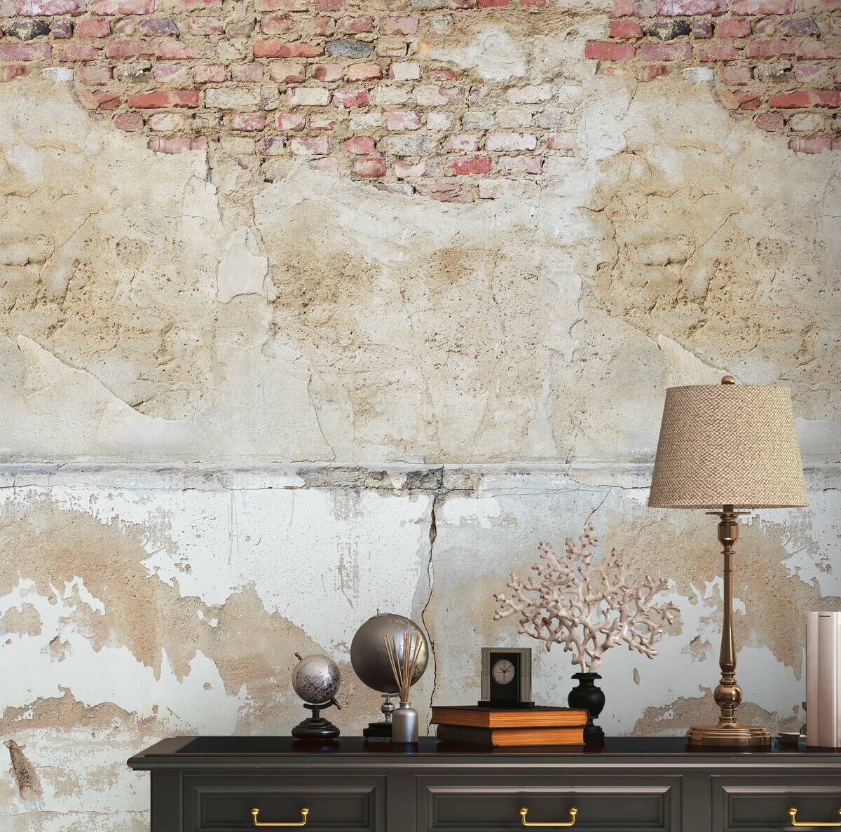 Livingwalls Fototapete Steinoptik grau beige braun B/L: ca. 280x159 cm