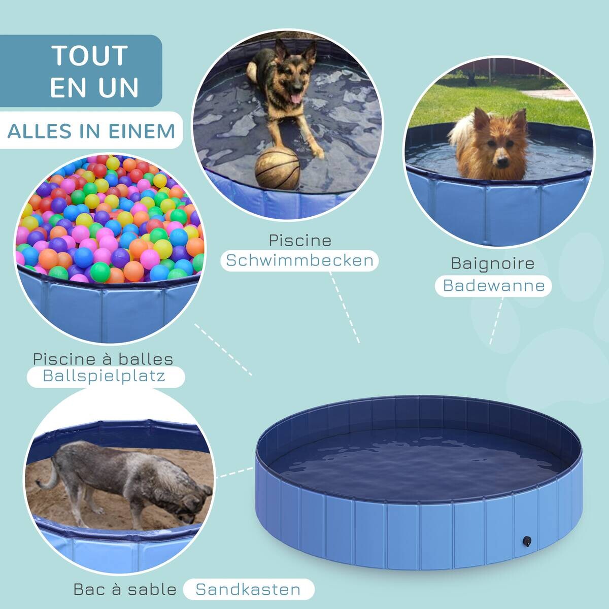 PawHut Hunde-Zubehör blau Polypropylen B/H/L: ca. 120x120x30 cm