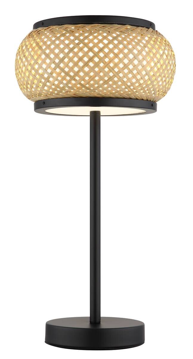 GLOBO Tischleuchte mattschwarz natur Metall Bambus H/D: ca. 46,1x22 cm 1 Brennstellen