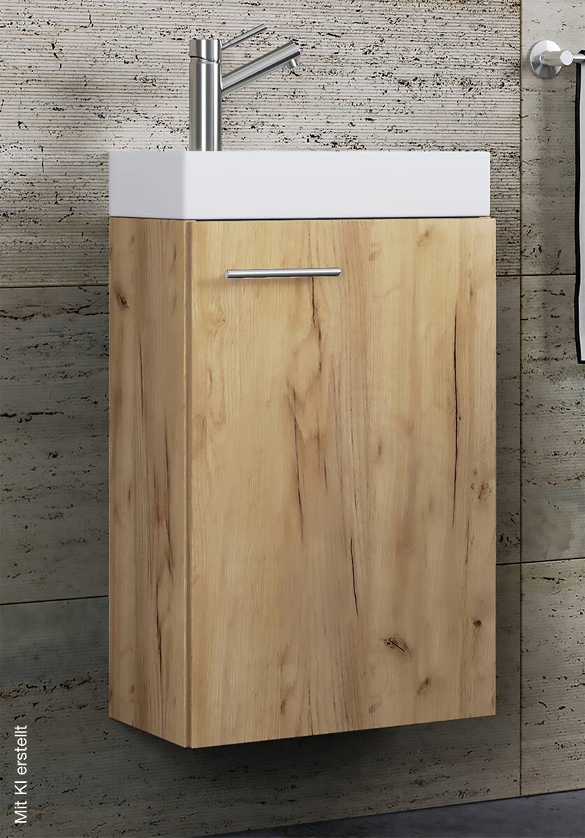 Waschplatz Slito Eiche Honig Nachbildung weiß B/H/T: ca. 41x68x22 cm