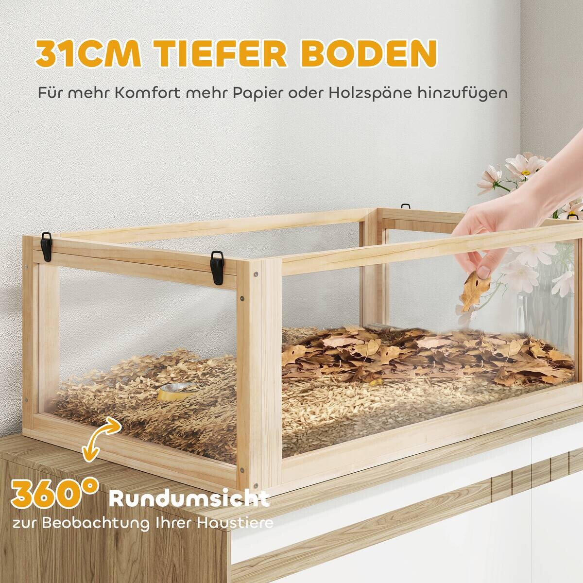PawHut Hamsterkäfig Holzoptik Holz B/H/L: ca. 50x76x80 cm