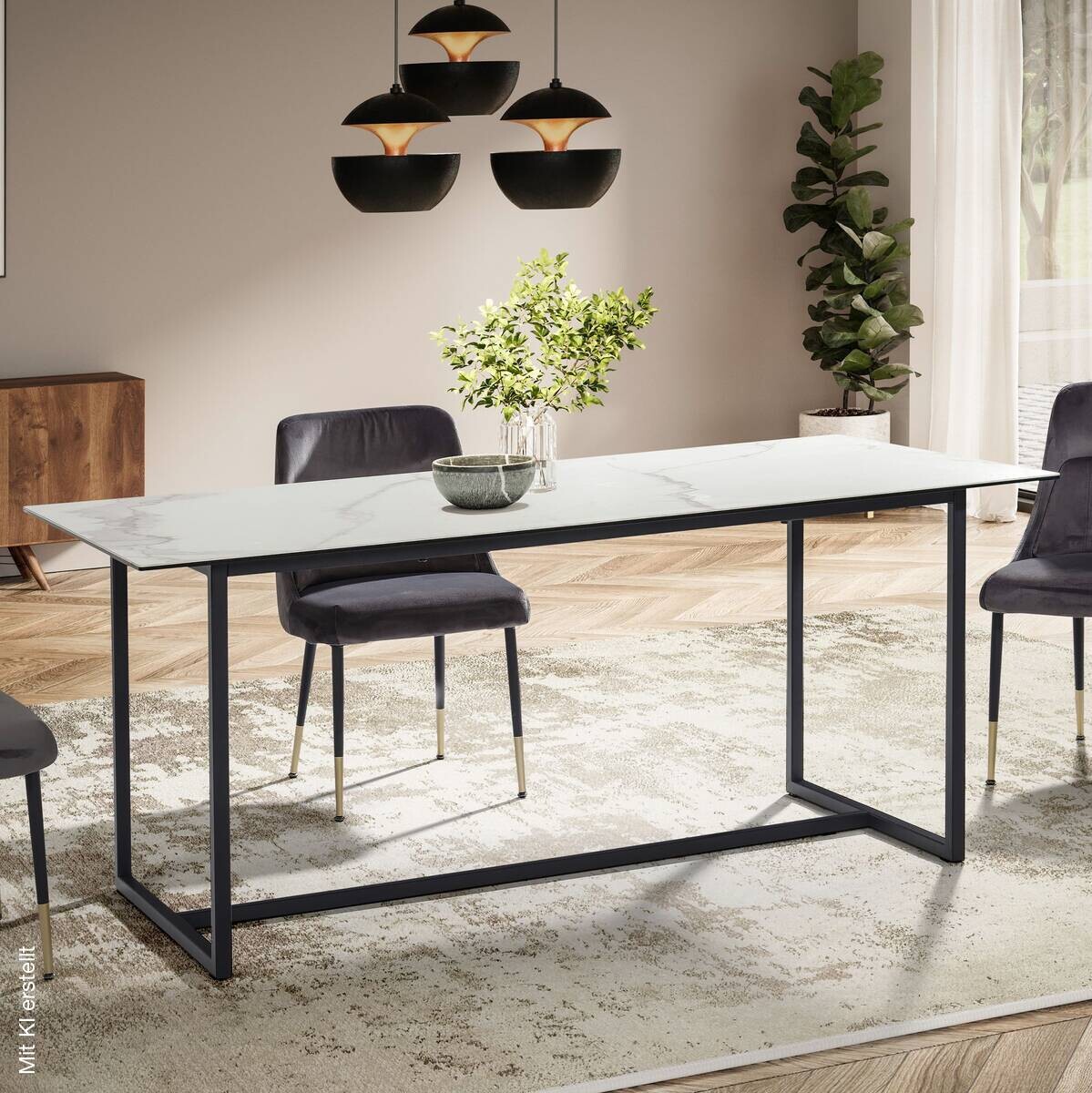 Esstisch weiß Marmor Optik B/H/T: ca. 180x76x90 cm