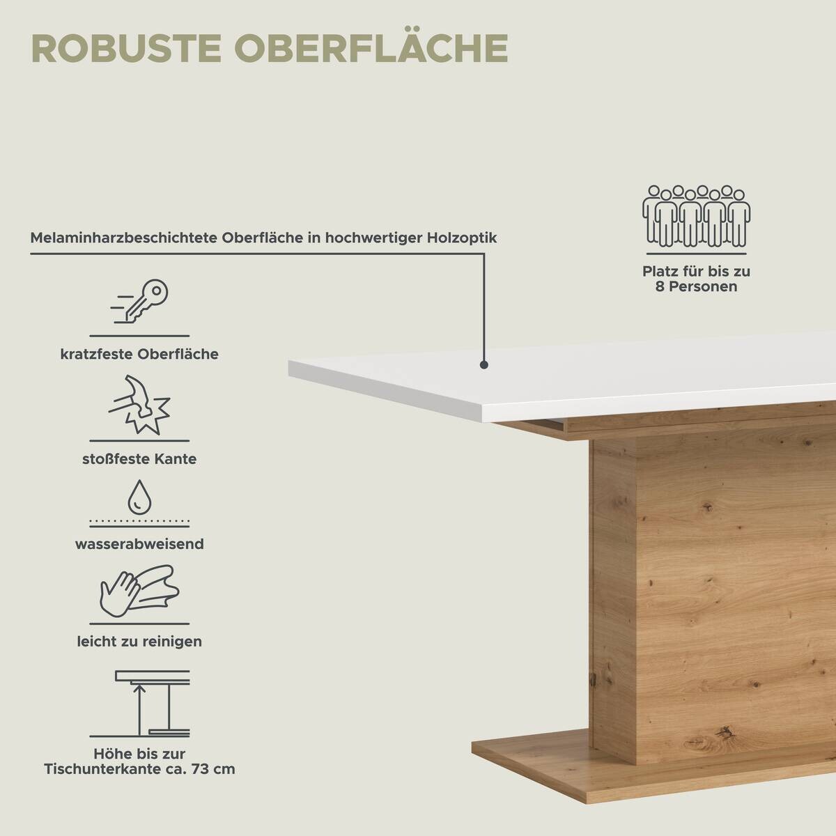 Esstisch MOTION weiß Artisan Nachbildung B/H/T: ca. 150x76x90 cm
