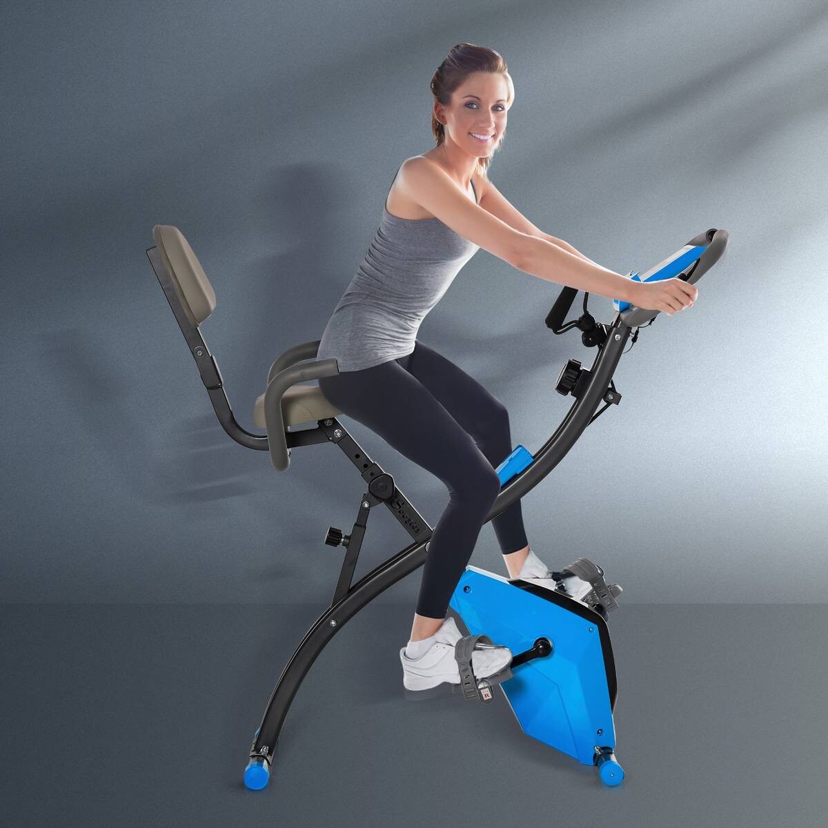 HOMCOM Fahrradtrainer blau Stahl B/H/L: ca. 51x115x97 cm