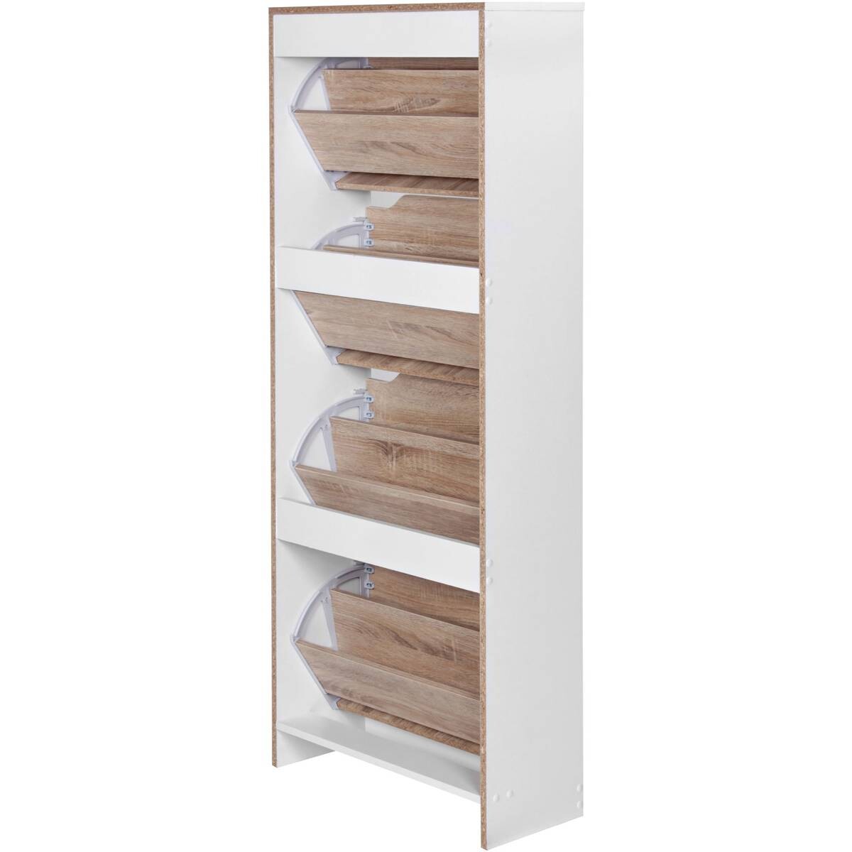 Schuhschrank Eiche Sonoma Nachbildung weiß B/H/T: ca. 60x150x24 cm