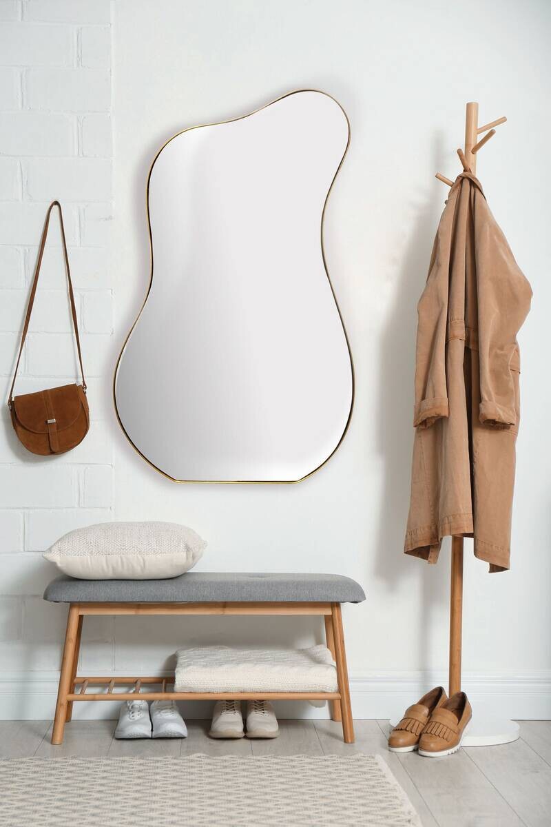 Wohnling Wandspiegel gold Metall B/H/T: ca. 60x100x2,5 cm