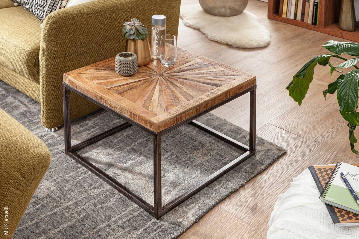 Couchtisch natur natur grau lackiert B/H/T: ca. 55x40,5x55 cm