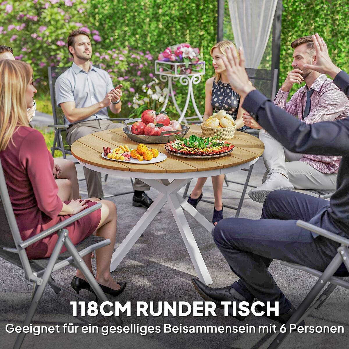 Outsunny Gartentisch taupe Aluminium B/H/L: ca. 118x74x118 cm