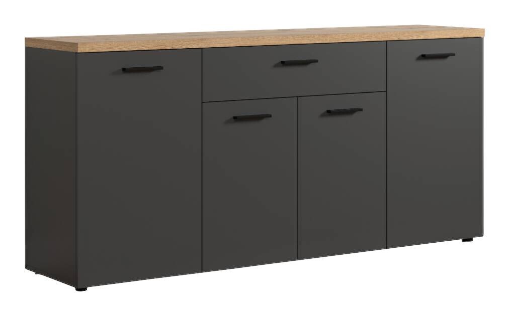 Sideboard Baggio Eiche Evoke Coast Nachbildung anthrazit B/H/T: ca. 180x85x42 cm