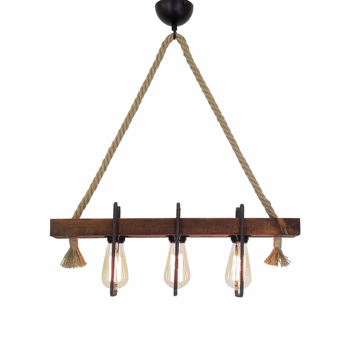 Opviq Pendelleuchte Kiefer B/H/T/L: ca. 10x70x60x10 cm E27 3 Brennstellen