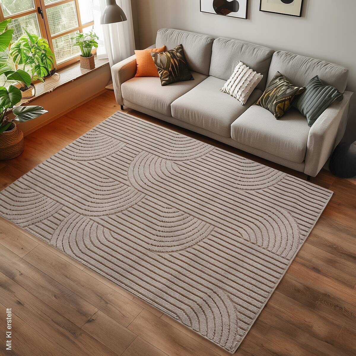 Ayyildiz Kurzflorteppich HELIX beige B/H/L: ca. 140x0,7x200 cm