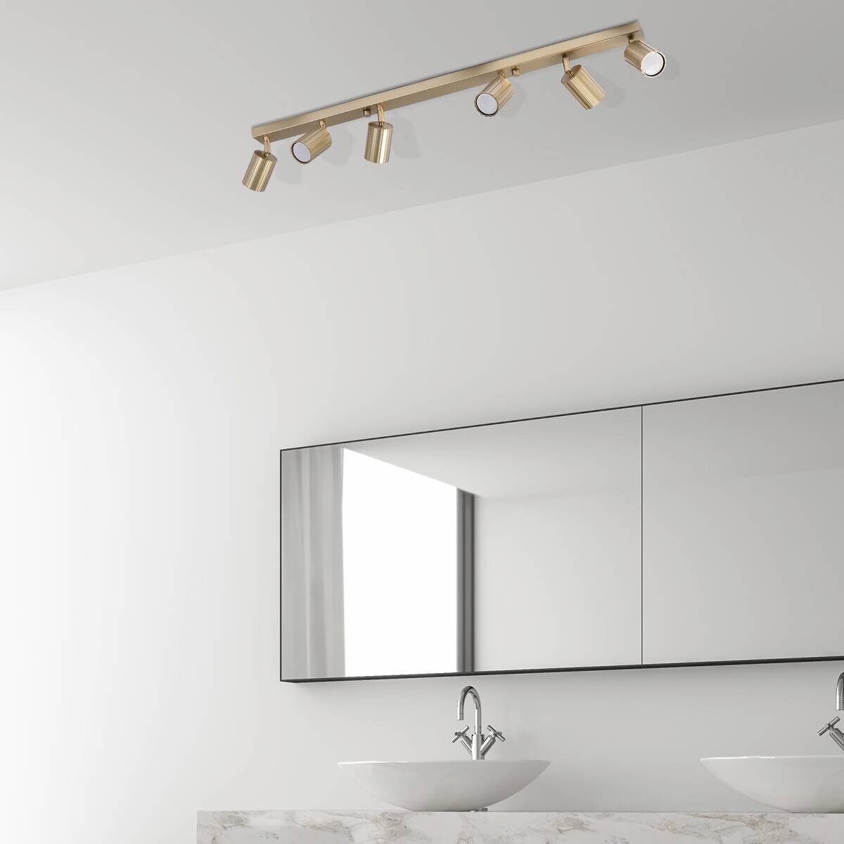 Lamkur Strahler Prisma gold Stahl B/H/L: ca. 6,5x16,5x117 cm 6 Brennstellen