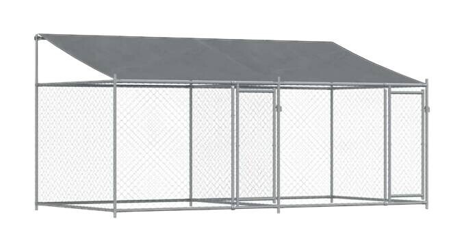 vidaXL Hundekäfig grau Stahl