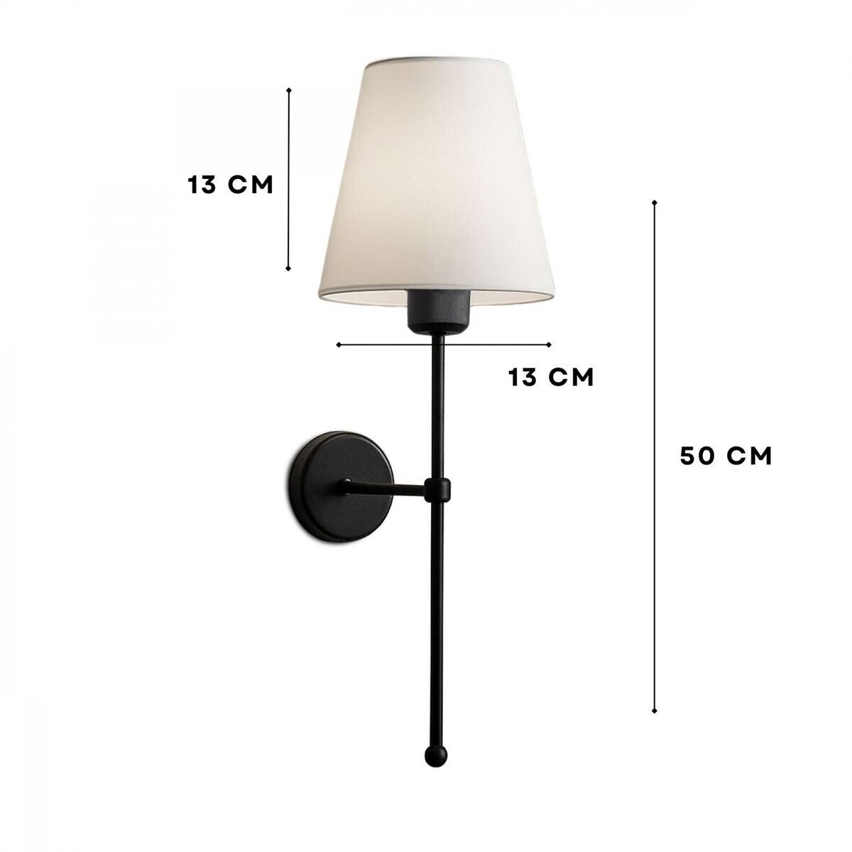 Opviq Wandleuchte creme schwarz PVC Metall B/H/L: ca. 13x50x13 cm E27 1 Brennstellen