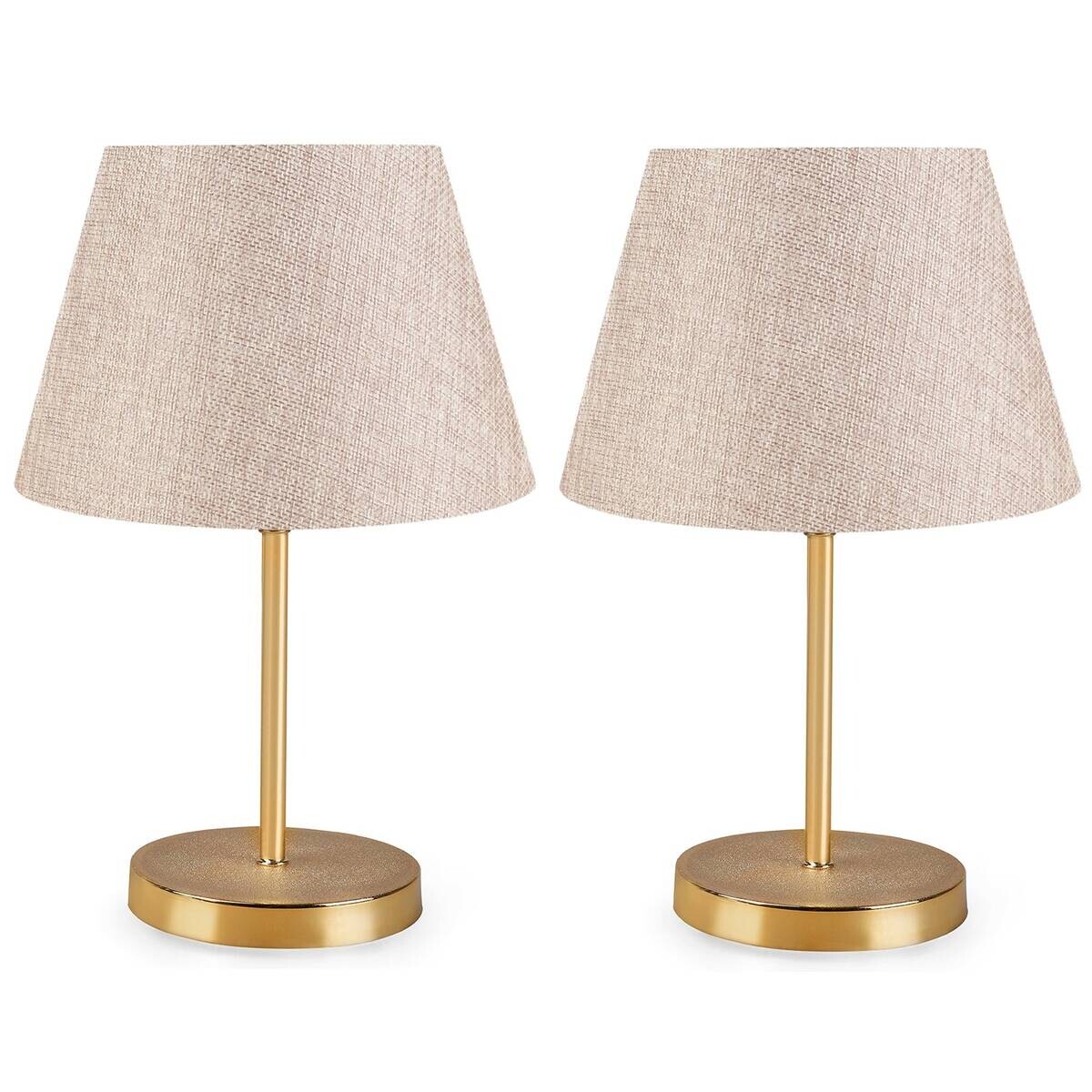Opviq Tischleuchte creme Metall PVC B/H/L: ca. 22x37x22 cm E27 2 Brennstellen