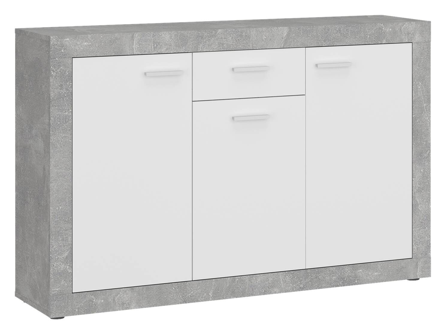 Kommode Focus Beton Optik weiß glänzend B/H/T: ca. 133,9x90x39 cm