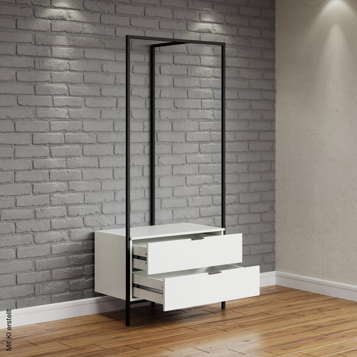 Garderobe Jody weiß matt schwarz B/H/T: ca. 85x190x47 cm