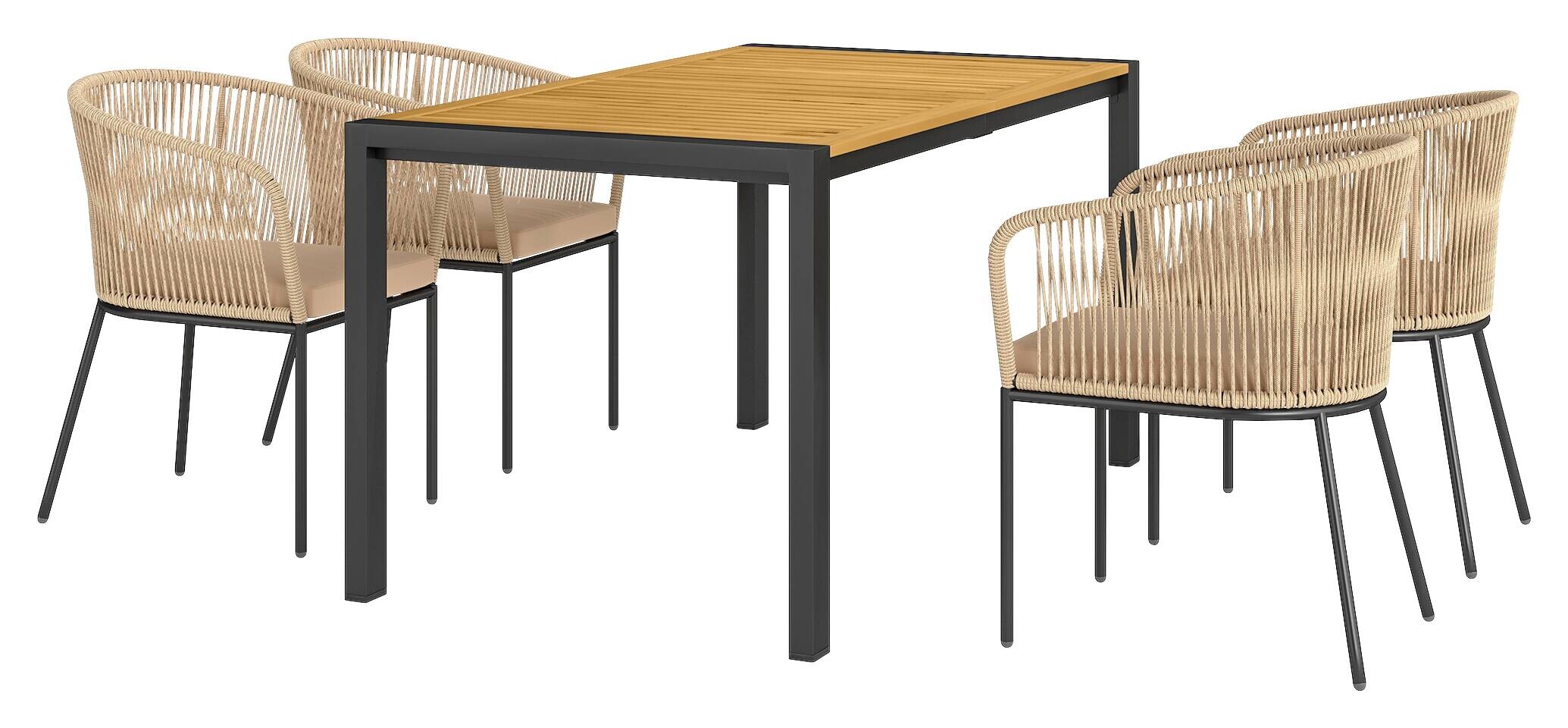 Outsunny Rattan Gartenmöbel-Set khaki Polyethylen B/H/L: ca. 80x74x140 cm