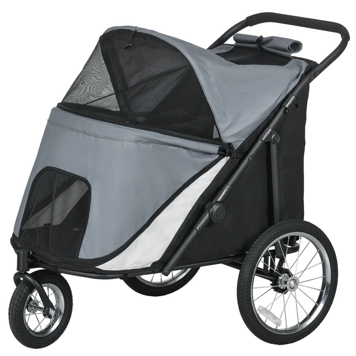 PawHut Hundebuggy grau Polyester-Mischgewebe B/H/L: ca. 70x97,5x111 cm