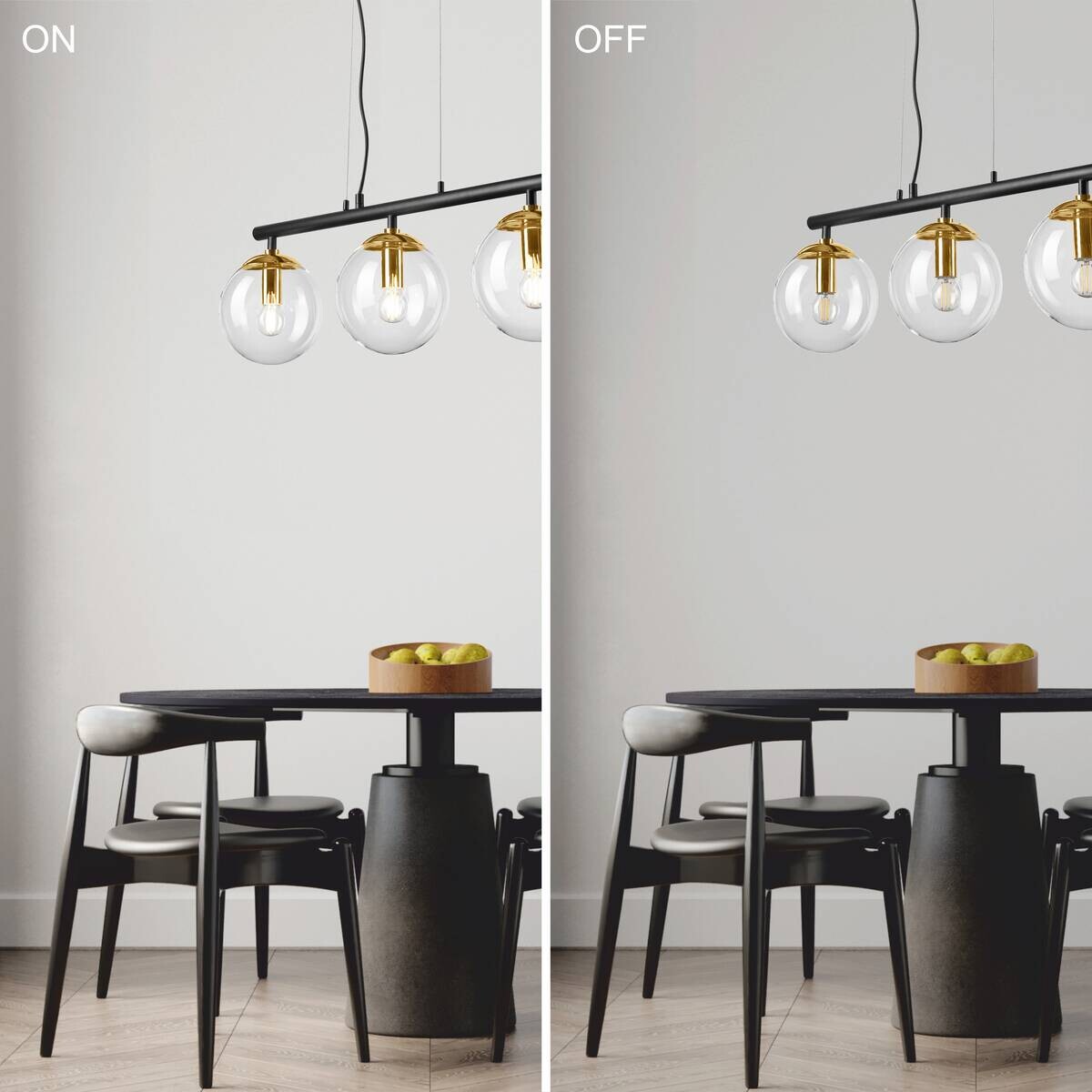Lamkur Deckenleuchte gold Stahl Glas B/H/L: ca. 12x150x70 cm E14 3 Brennstellen