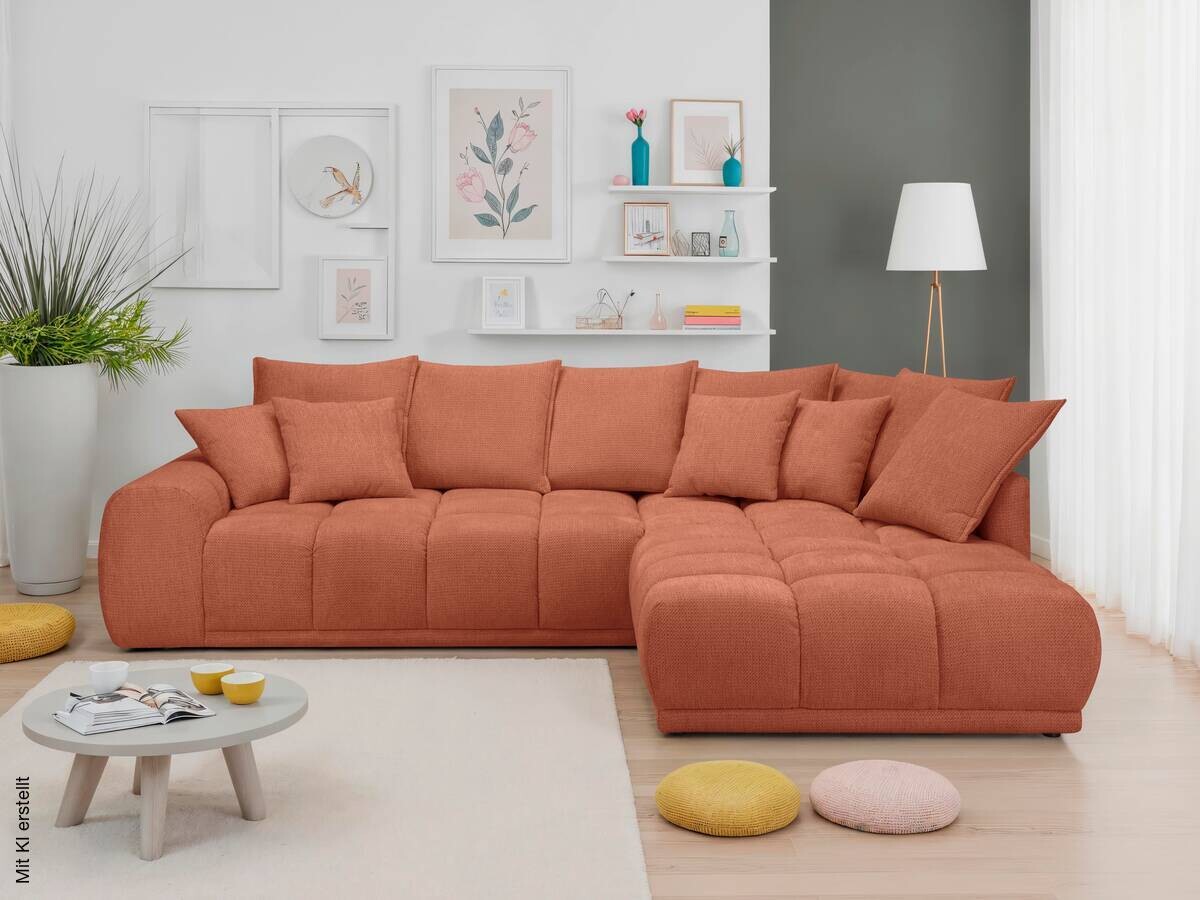 Ecksofa rostfarbig Microfaser B/H/T: ca. 312x97x229 cm