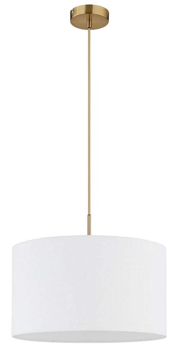 GLOBO Pendelleuchte weiß messing Leinen Metall H/D: ca. 120x40 cm 1 Brennstellen