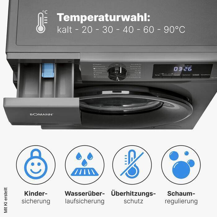 Bomann Waschmaschine WA 7185 T schwarz B/H/T: ca. 60x85x54 cm ca. 80 kg