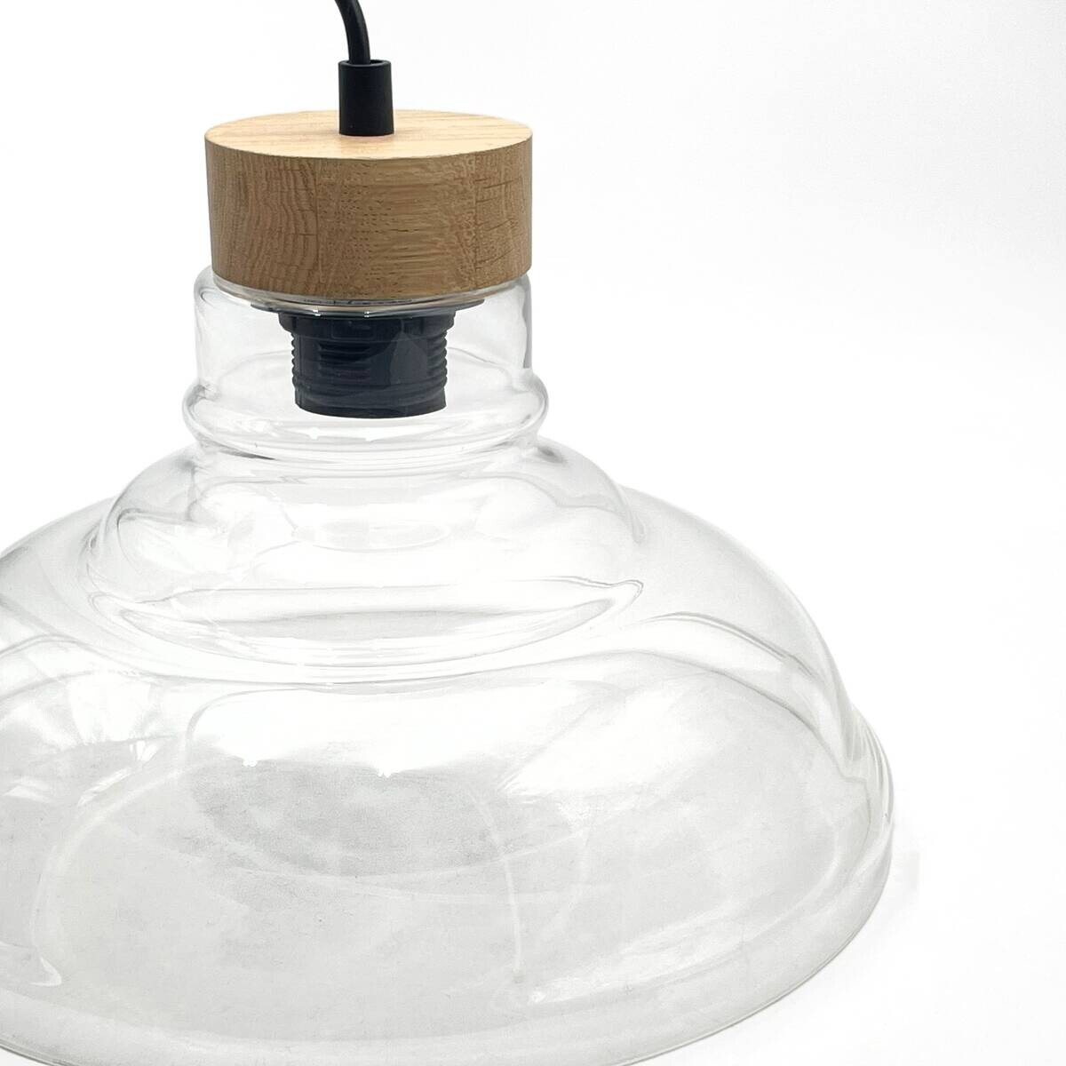 Lamkur Pendelleuchte Eiche Glas B/H/L: ca. 28x115x28 cm E27 1 Brennstellen