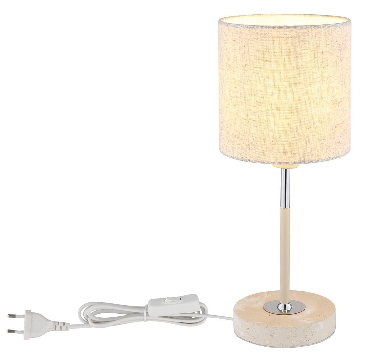 Tischleuchte sand Metall Textil H/D: ca. 35x15 cm E14 1 Brennstellen