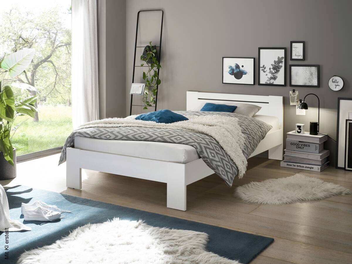Futonbett Cannes weiß Liegefläche B/L: ca. 120x200 cm