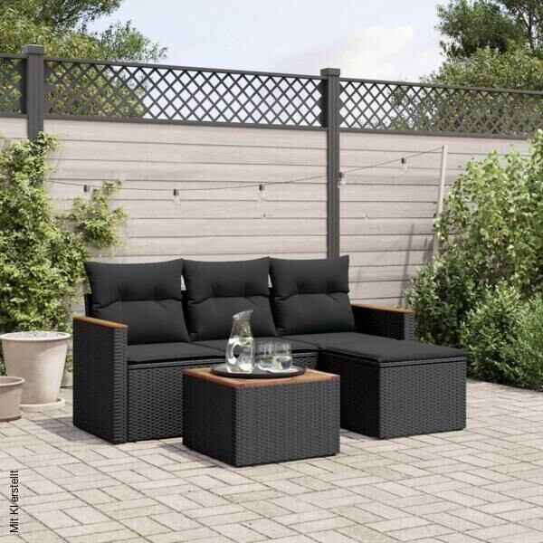 vidaXL Gartensitzgruppe schwarz Akazie B/H/L: ca. 55x37x55 cm