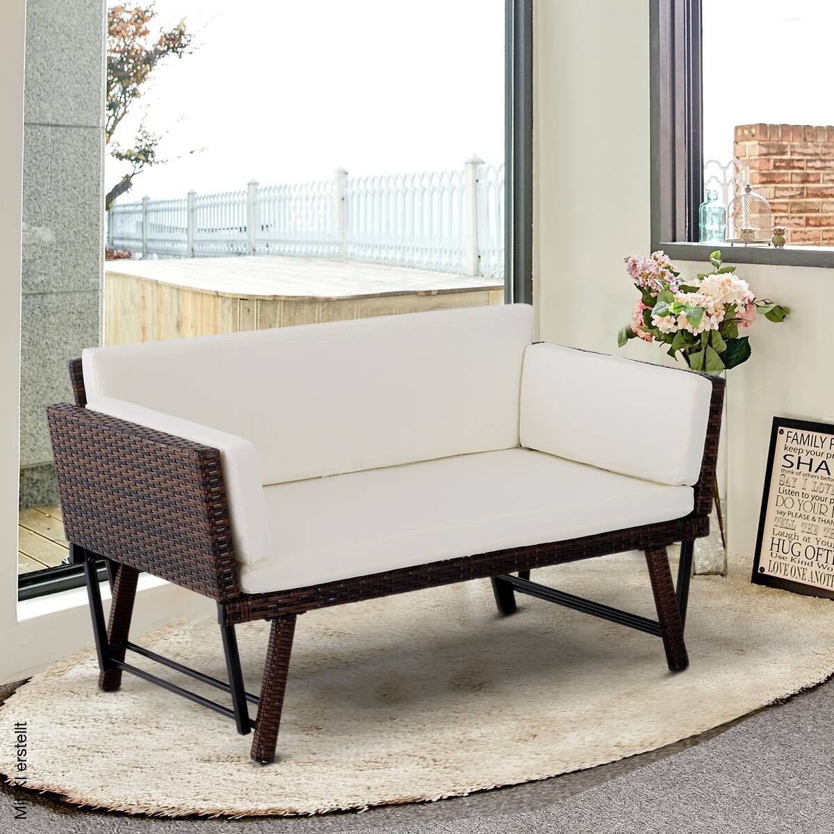 Outsunny Gartensofa braun Stahl B/H/L: ca. 66x67x129 cm