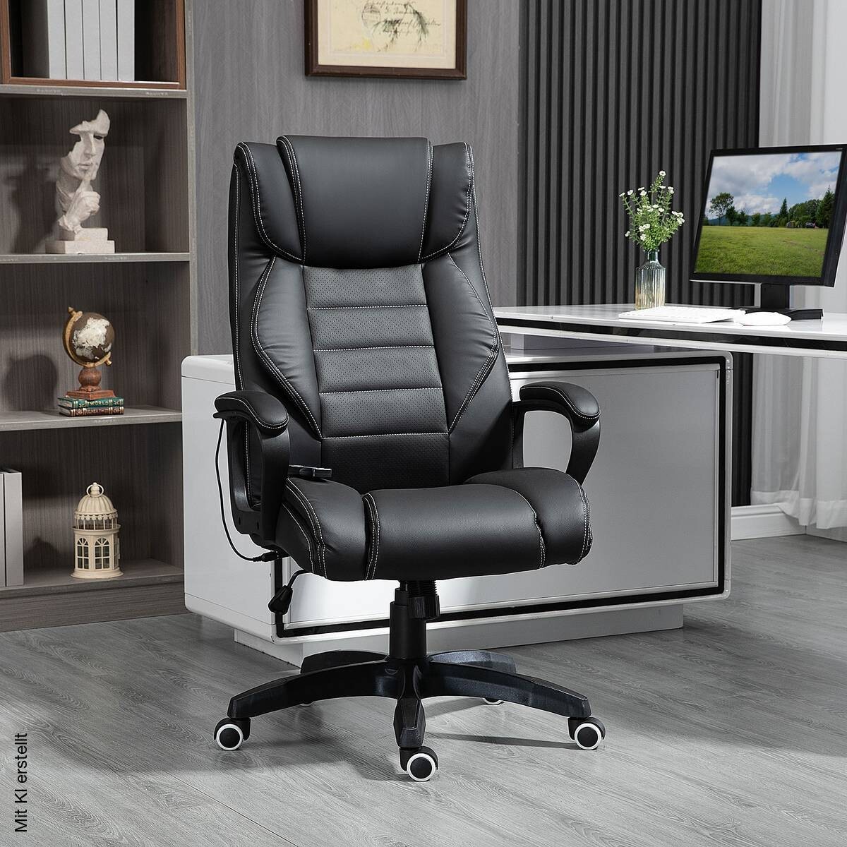 Chefsessel 921-321 schwarz Kunstleder Nylon Kunststoff